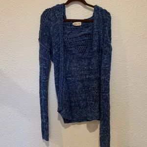 Hollister blue knit hooded cardigan